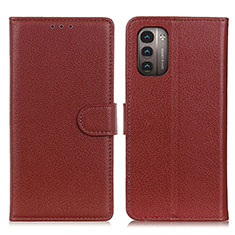 Leather Case Stands Flip Cover Holder A03D for Nokia G11 Brown