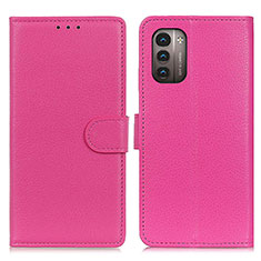 Leather Case Stands Flip Cover Holder A03D for Nokia G11 Hot Pink