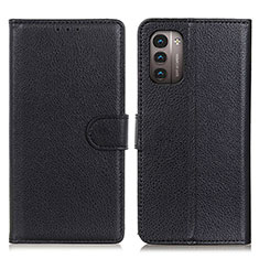 Leather Case Stands Flip Cover Holder A03D for Nokia G21 Black