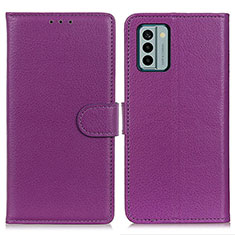 Leather Case Stands Flip Cover Holder A03D for Nokia G22 Purple