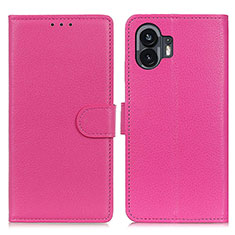 Leather Case Stands Flip Cover Holder A03D for Nothing Phone 2 Hot Pink