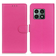 Leather Case Stands Flip Cover Holder A03D for OnePlus 10 Pro 5G Hot Pink