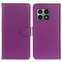 Leather Case Stands Flip Cover Holder A03D for OnePlus 10 Pro 5G Purple