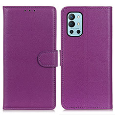 Leather Case Stands Flip Cover Holder A03D for OnePlus 9R 5G Purple