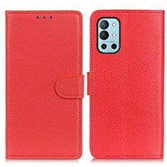 Leather Case Stands Flip Cover Holder A03D for OnePlus 9R 5G Red