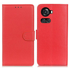 Leather Case Stands Flip Cover Holder A03D for OnePlus Ace 5G Red