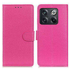 Leather Case Stands Flip Cover Holder A03D for OnePlus Ace Pro 5G Hot Pink