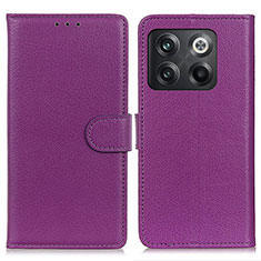 Leather Case Stands Flip Cover Holder A03D for OnePlus Ace Pro 5G Purple