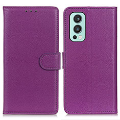 Leather Case Stands Flip Cover Holder A03D for OnePlus Nord 2 5G Purple