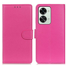 Leather Case Stands Flip Cover Holder A03D for OnePlus Nord 2T 5G Hot Pink