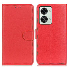 Leather Case Stands Flip Cover Holder A03D for OnePlus Nord 2T 5G Red