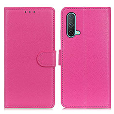 Leather Case Stands Flip Cover Holder A03D for OnePlus Nord CE 5G Hot Pink