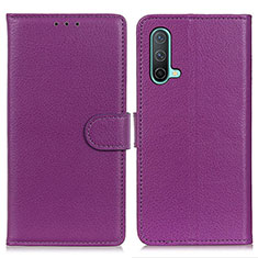 Leather Case Stands Flip Cover Holder A03D for OnePlus Nord CE 5G Purple