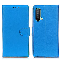 Leather Case Stands Flip Cover Holder A03D for OnePlus Nord CE 5G Sky Blue