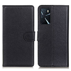 Leather Case Stands Flip Cover Holder A03D for Oppo A16s Black