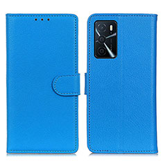 Leather Case Stands Flip Cover Holder A03D for Oppo A16s Sky Blue