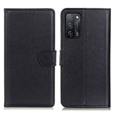 Leather Case Stands Flip Cover Holder A03D for Oppo A53s 5G Black