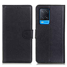 Leather Case Stands Flip Cover Holder A03D for Oppo A54 4G Black