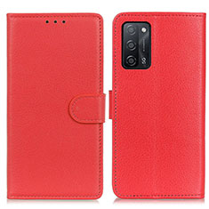 Leather Case Stands Flip Cover Holder A03D for Oppo A55 5G Red