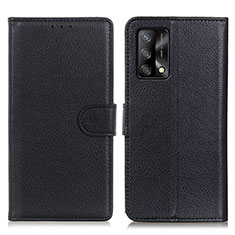 Leather Case Stands Flip Cover Holder A03D for Oppo A95 4G Black