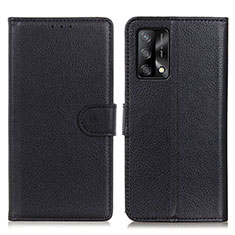 Leather Case Stands Flip Cover Holder A03D for Oppo F19 Black
