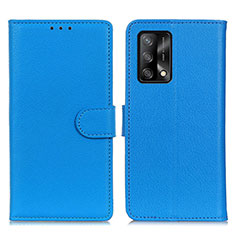 Leather Case Stands Flip Cover Holder A03D for Oppo F19 Sky Blue