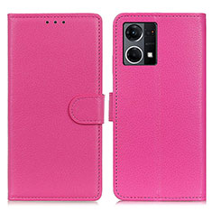 Leather Case Stands Flip Cover Holder A03D for Oppo F21s Pro 4G Hot Pink