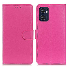 Leather Case Stands Flip Cover Holder A03D for Oppo Find X5 Lite 5G Hot Pink