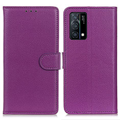 Leather Case Stands Flip Cover Holder A03D for Oppo K9 5G Purple