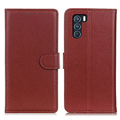 Leather Case Stands Flip Cover Holder A03D for Oppo K9 Pro 5G Brown