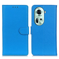 Leather Case Stands Flip Cover Holder A03D for Oppo Reno11 5G Sky Blue