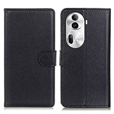 Leather Case Stands Flip Cover Holder A03D for Oppo Reno11 Pro 5G Black