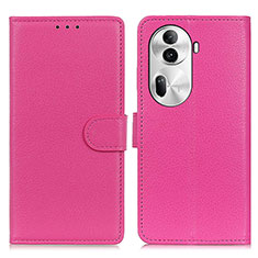 Leather Case Stands Flip Cover Holder A03D for Oppo Reno11 Pro 5G Hot Pink