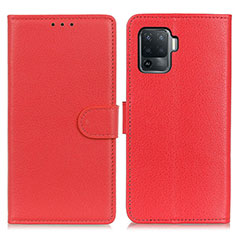 Leather Case Stands Flip Cover Holder A03D for Oppo Reno5 Lite Red