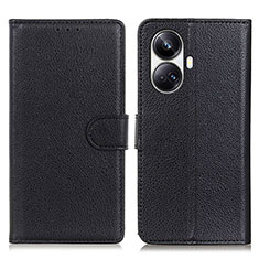 Leather Case Stands Flip Cover Holder A03D for Realme 10 Pro+ Plus 5G Black