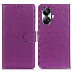 Leather Case Stands Flip Cover Holder A03D for Realme 10 Pro+ Plus 5G Purple