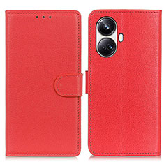 Leather Case Stands Flip Cover Holder A03D for Realme 10 Pro+ Plus 5G Red