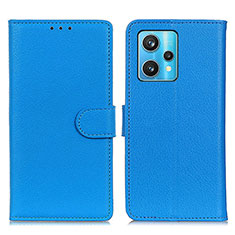 Leather Case Stands Flip Cover Holder A03D for Realme 9 4G Sky Blue