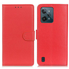 Leather Case Stands Flip Cover Holder A03D for Realme C31 Red