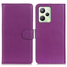 Leather Case Stands Flip Cover Holder A03D for Realme Narzo 50A Prime Purple