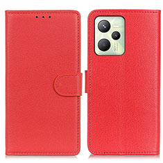 Leather Case Stands Flip Cover Holder A03D for Realme Narzo 50A Prime Red