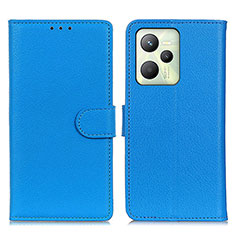 Leather Case Stands Flip Cover Holder A03D for Realme Narzo 50A Prime Sky Blue