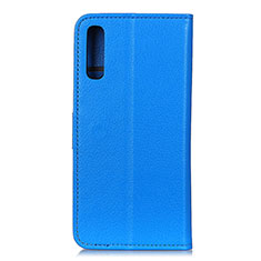 Leather Case Stands Flip Cover Holder A03D for Samsung Galaxy A02 Sky Blue