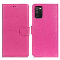 Leather Case Stands Flip Cover Holder A03D for Samsung Galaxy A02s Hot Pink