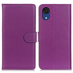 Leather Case Stands Flip Cover Holder A03D for Samsung Galaxy A03 Core Purple