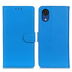 Leather Case Stands Flip Cover Holder A03D for Samsung Galaxy A03 Core Sky Blue