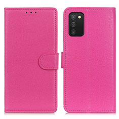 Leather Case Stands Flip Cover Holder A03D for Samsung Galaxy A03s Hot Pink