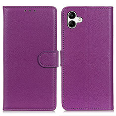 Leather Case Stands Flip Cover Holder A03D for Samsung Galaxy A04 4G Purple