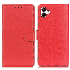 Leather Case Stands Flip Cover Holder A03D for Samsung Galaxy A04E Red