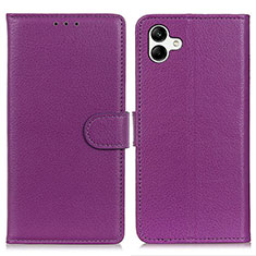 Leather Case Stands Flip Cover Holder A03D for Samsung Galaxy A05 Purple